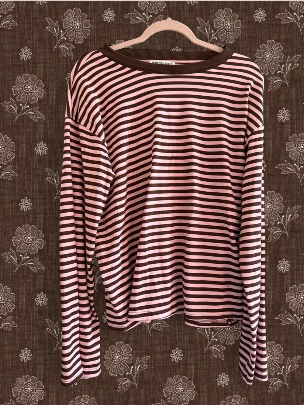 Princess Polly Pink & Brown Striped Long Sleeve Tee